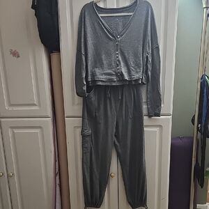 ⚜️SO Lounge Set In Charcoal Knit Top And Pant